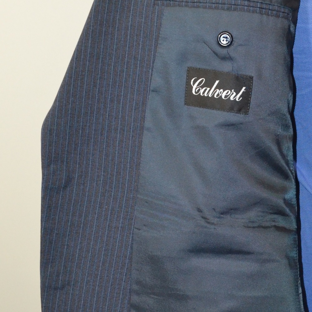 Calvert 44R Sport Coat Blazer Suit Jacket Dark Blu - Picture 7 of 8